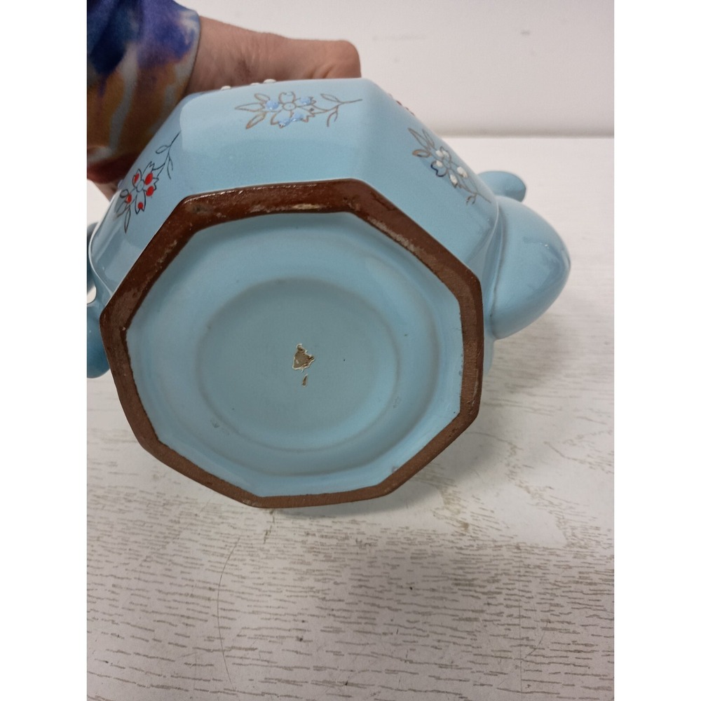 Antique Edwardian Age Price Brothers Redware Teapot Light Blue Gold England - Picture 11 of 13